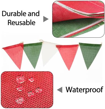 G2PLUS Christmas Pennant Banner Flag Bunting Garland Red Green White 36PCS - Image 3