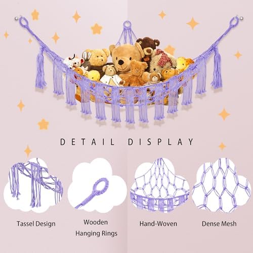 CERETIA Stuffed Animal Hammock Large Corner Plushie Net Storage - Image 6
