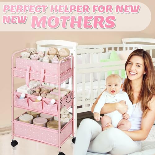Yookeer 2in1 Baby Diaper Caddy Organizer Cart 3 Tier Large Capacity Metal - Image 5