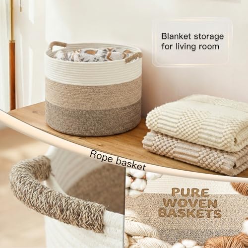 Artfeel 100L Large Cotton Rope Basket, Decorative Woven Blanket Storage - Image 5
