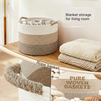 Artfeel 100L Large Cotton Rope Basket, Decorative Woven Blanket Storage - Image 5