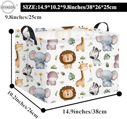 Rectangular Woodland Animal Basket Baby Storage Basket Storage Bin Organizer - Image 6