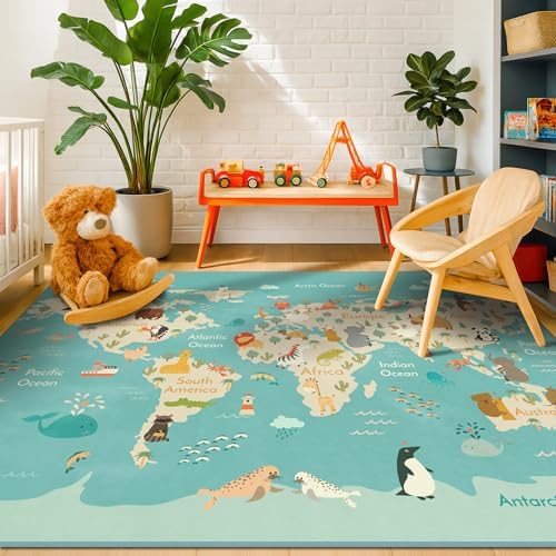Washable 4x6 Kids Rug for Playroom – Educational Large Area Rug for Children by HazoHaus