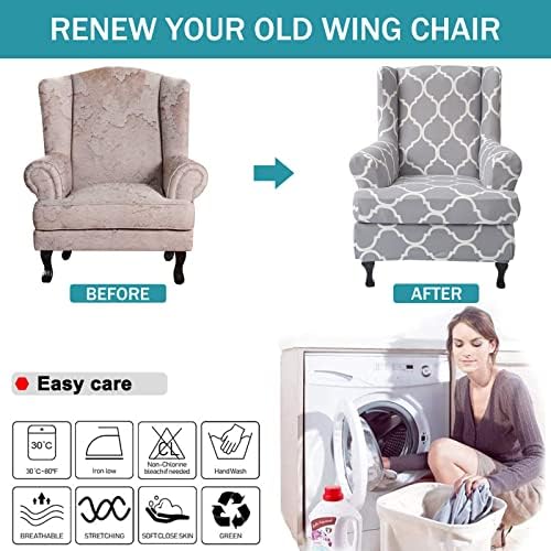 NILUOH Wingback Chair Covers 2-Piece, Armchair Slipcovers - Image 6