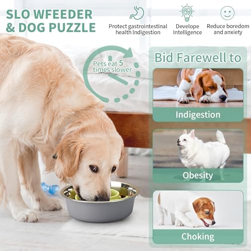 Slow Feeder Dog Bowls Insert, Animire Soft Silicone Slow Eating Dog Food Bowl - Image 2