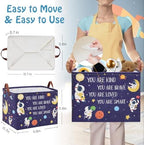 Space Room Decor Kid Storage Box, Boys Astronaut Planets Stars Organizer Toy - Image 3