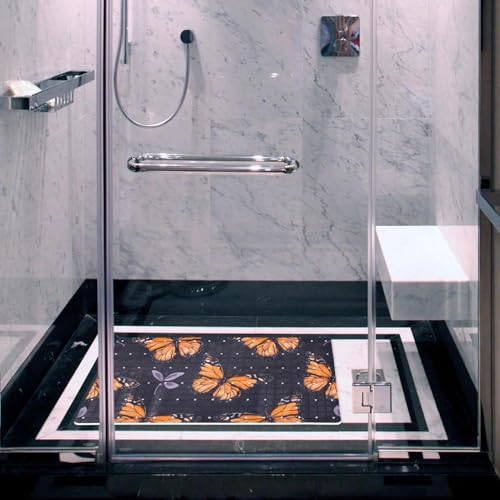Shower Mat Non Slip 26.8 x 15.1 Inches, Butterflies Bathtub Mat Shower Stall - Image 6