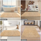 Yeaban Chenille Ivory Cream Bathroom Rug 40"x60", Non-Slip Rubber Backing - Image 5