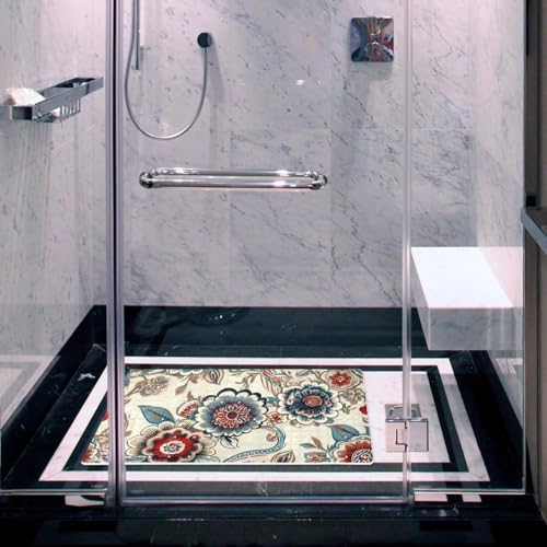 Shower Mat Non Slip 26.8 x 15.1 Inches, Paisley Florals Bathtub Mat Shower - Image 6