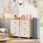WLIVE Small Dresser Nightstand for Bedroom, 3 Drawers, Cream White - Image 4