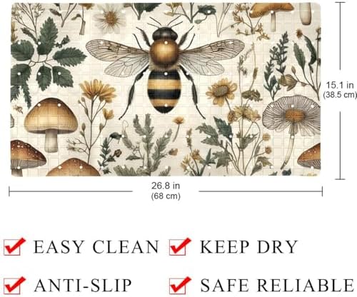 Shower Mat Non Slip, Bee Mushroom Floral Anti Slip Bath Mat - Image 4