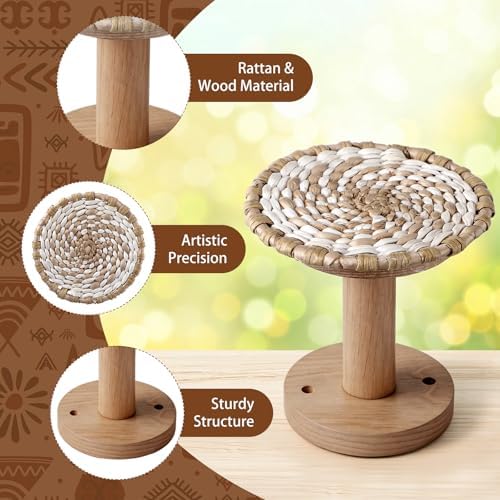 Leinuosen 2 Pack Boho Curtain Holdbacks Rattan Tiebacks, Round White - Image 3