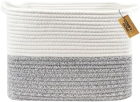 COMFY-HOMI Square Woven Cotton Rope Basket by COMFY-HOMI