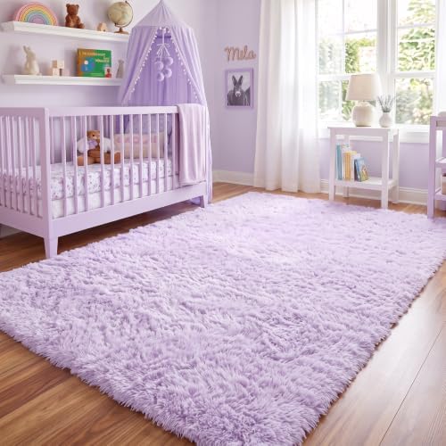 Amdrebio Light Purple Lavender Fluffy Area Rug 4x6 - Image 6