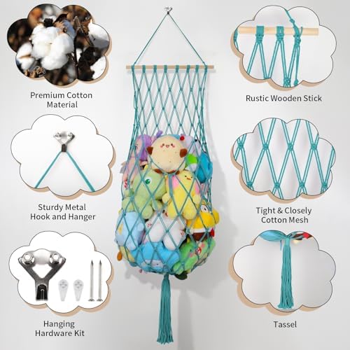 68 Inch Stuffed Animal Storage Hammock Corner Plushie Net - Image 4