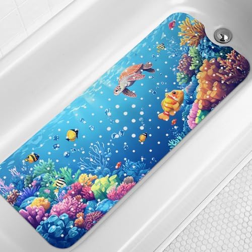 LNOND Bath Mat for Tub, Sea Turtles Bathtub mat Non Slip, Ocean World Bath Mats by Lnond