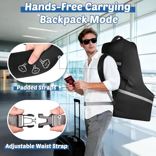 Padded Car Seat Travel Bag for Airplane, Carseat Bags for Air Travel Black - Image 4