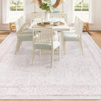 8x10 Area Rugs for Living Room: Washable Large Vintage Floral Rug Low Pile - Image 3