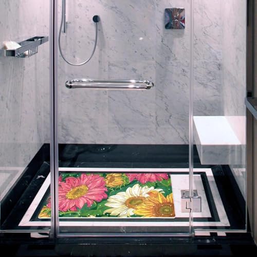 Bathtub Mat Non Slip 26.8x15.1In, Colorful Sunflowers Bath Mat - Image 5