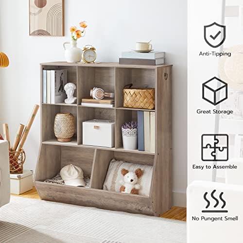 HOOBRO Kids Bookshelf, Toy Storage Cabinet, Kids Toy Organizer, 8 Cubicles - Image 5