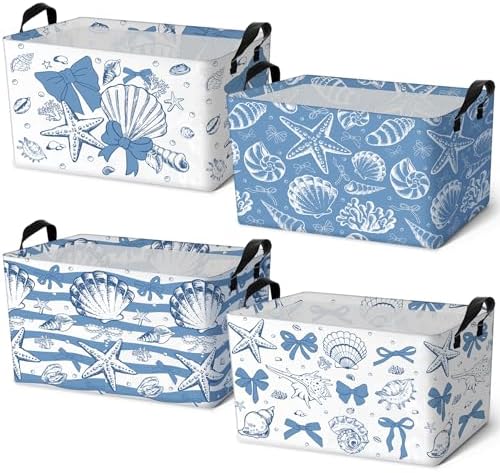 4pcs Christmas Storage Basket Fabric Laundry Baskets by Bulyoou