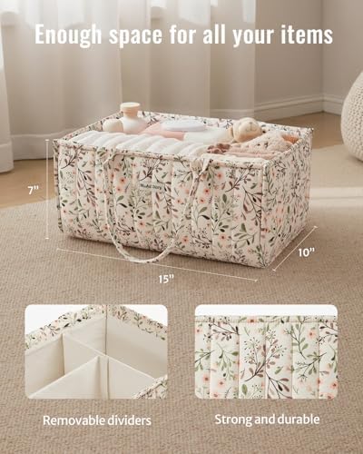Blissful Diary Floral Diaper Caddy Organizer Storage Basket, Pastoral Daisy - Image 3