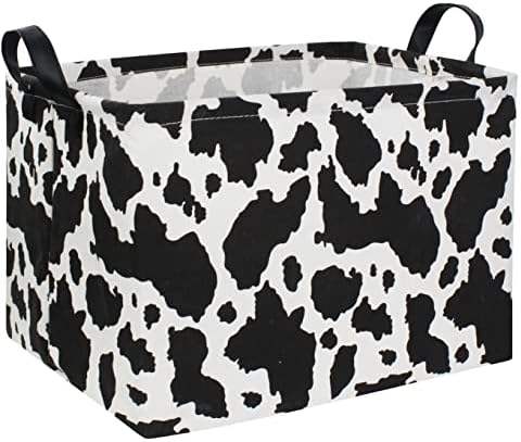 Rectangle Cow Basket Cow Print Storage Bins Cute Canvas Organizer Bin by DDBASKET