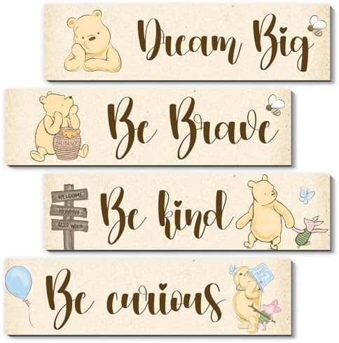BirtDerr Winnie Nurasy 4Pcs Winnie Bedroom Wall Decor by BirtDerr