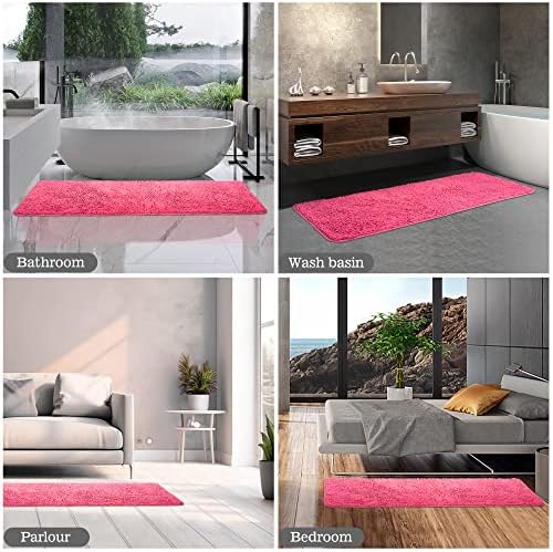 Yeaban Chenille Hot Pink Bathroom Runner Rug 24"x72" - Image 6