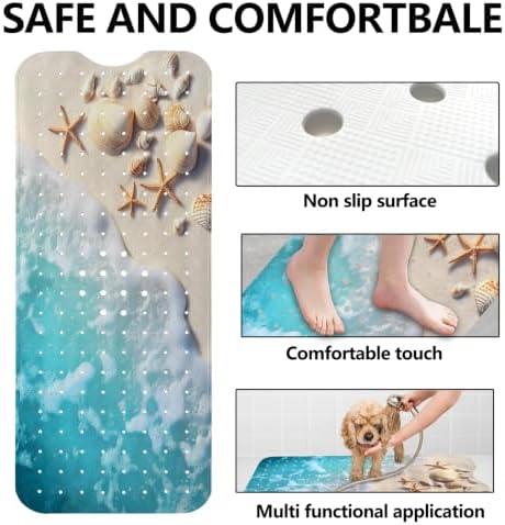 LNOND Summer Beach Bathtub Mat Non Slip, 40 X 16 Inch Tub Mat - Image 6