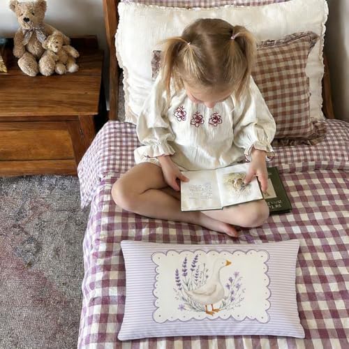 Purple Goose Nursery Decor Throw Pillow Cover 12x20 Pillowcases - Image 2