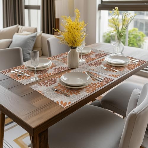 Artoid Mode Floral Vinyl Fall Placemats Set of 4, 12x18 Inch Thanksgiving - Image 5