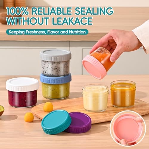 Dehov 6-Set 4&8 OZ Glass Baby Food Storage Containers, Baby Food Jars - Image 4