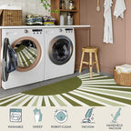 Lahome Green Washable Area Rug 8x10, Boho Rainbow Sun Print - Image 3