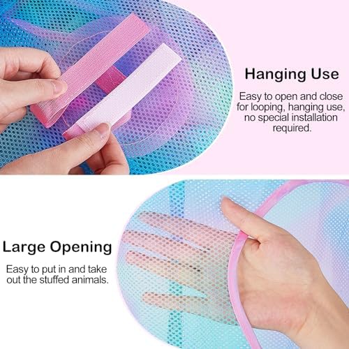 Basumee Hanging Stuffed Animals Storage, 2 Pack Mesh Plush Storage - Image 3