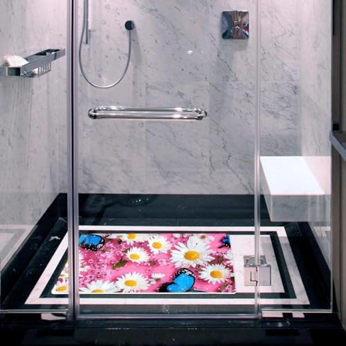 Shower Mat Non Slip, Butterfly Daisies Anti Slip Bath Mat - Image 6