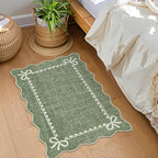 GarveeHome Scalloped Entryway Rug 2x3 Washable Front Door Bow Rug - Image 3