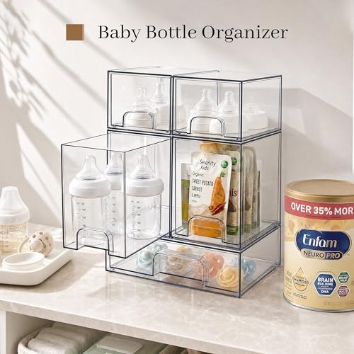 TIPGO Clear Stackable Storage Drawers, Baby Bottle Organizers, Easily-Access - Image 5
