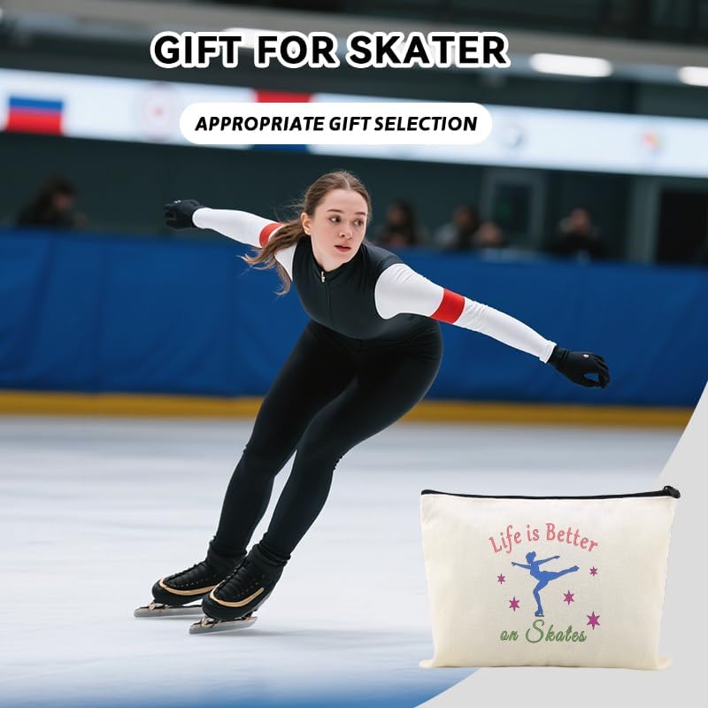 Motivational Figure Skating Gifts Makeup Bag Zipper Roller Ice Skating Zipper - Image 5