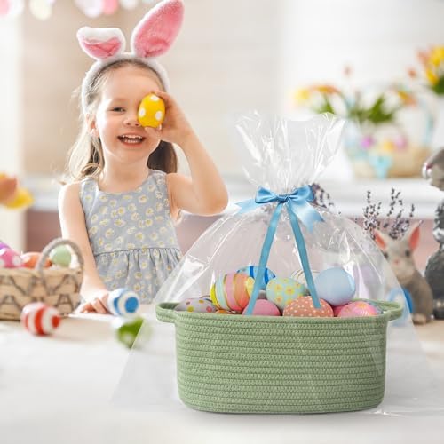 Cute Green Woven Basket, Empty Gift Basket - Image 7