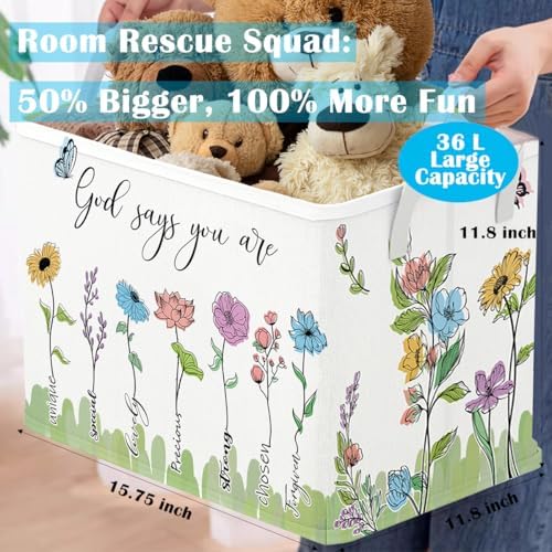 Runtoo Christian Bible Verse Floral Nursery Decor Baby Basket Religious - Image 4