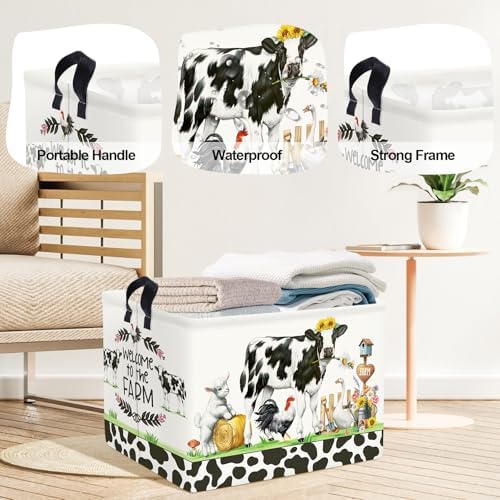 Farm Animals Storage Basket Collapsible Clothes Baby Nursery Hamper Large Book - Image 4