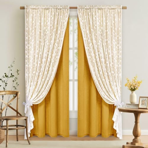 ASPMIZ Linen Curtains for Living Room Double Layer Curtains by ASPMIZ