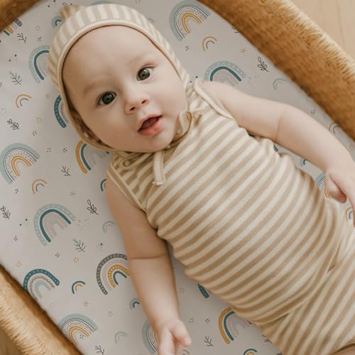Stretch Fitted Bassinet Sheet Set BROLEX 2 Pack Cradle Sheets - Image 2