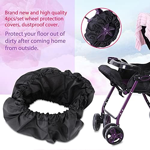 4Pcs/Set Stroller Wheel Covers Child Kid Baby Stroller Wheel Covers Black - Image 3