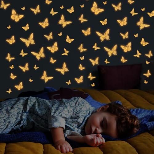 SAOROPEB Glow in The Dark 3D Butterfly 24 Pcs Orange Butterfly Stickers - Image 2