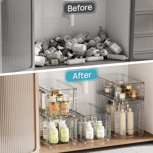 Vtopmart Clear Stackable Storage Drawers, 6 Pack Tall Organizer Set - Image 5