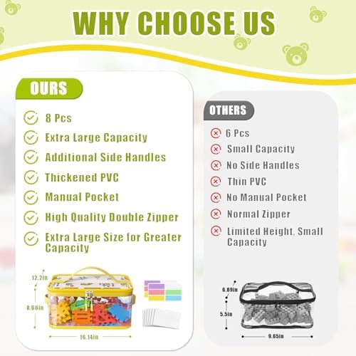 8 Pcs Large Clear Toy Storage Bags - Image 2