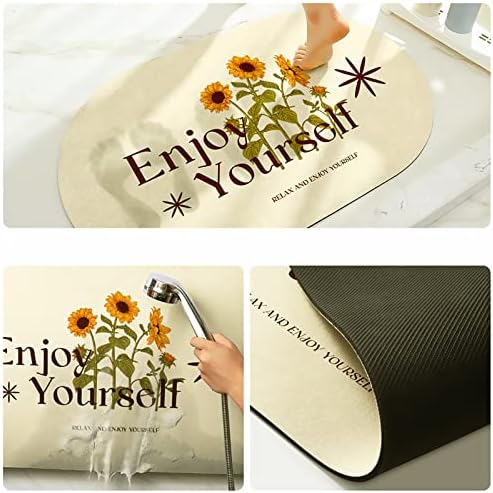 UKELER Sunflower Bath Mat 31.5''×19.6'' Rubber Backed Bathroom Rug Non Slip - Image 6
