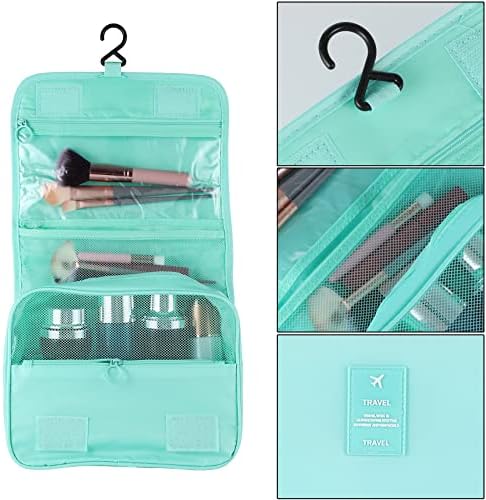 Hanging Toiletry Bag for Women, Portable Mint Green Travel Summer Beach Bag - Image 3